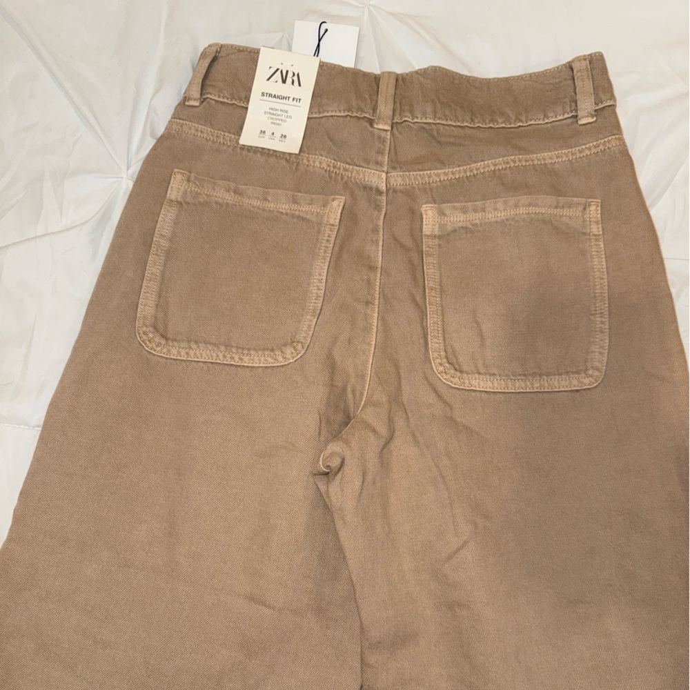 Zara Tan Ankle Cropped Pants